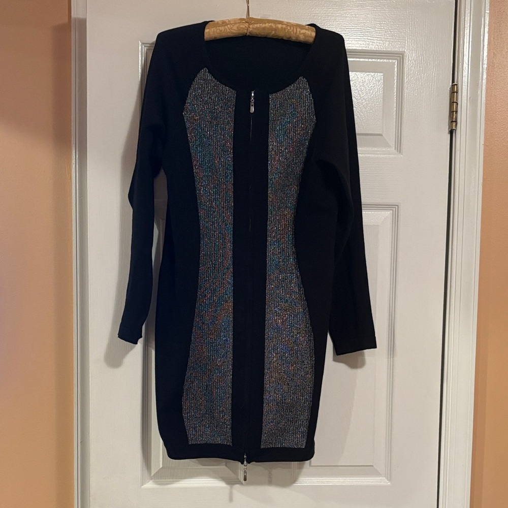 VENUS Black Dress with Silver Accents